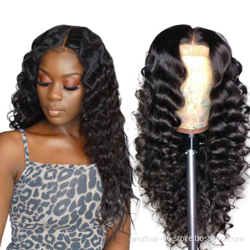 Loose Deep Wave Full Swiss Lace Front Wig For Black Women Brazilian Cuticle Aligned Virgin Human Hair 4x4 Hd Lace Closure Wig